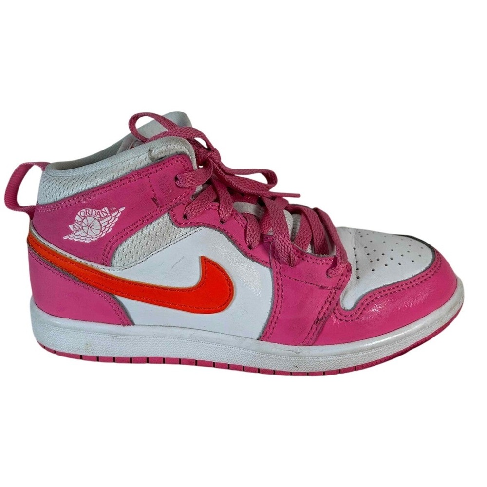 Jordan 1 Mid Pink Orange White Youth Sneakers DX3238-681 Size 2.5Y